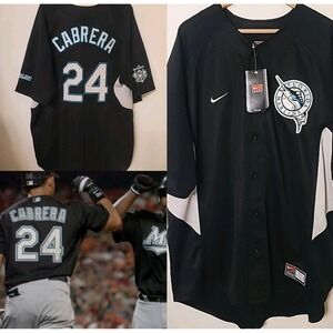 Miguel Cabrera Florida Marlins Nike Men's Jersey 2005 Black NWT Y2K 05 Nationals